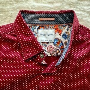 Denim & Flower Men's Burgundy Polka Dot Shirt